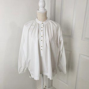 Free People Top Womens XS White Hey Baby Hi Low Oversized Office Beachy Artsy